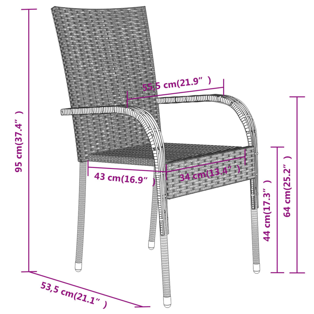 vidaXL 5 pcs Conjunto de jantar para jardim preto