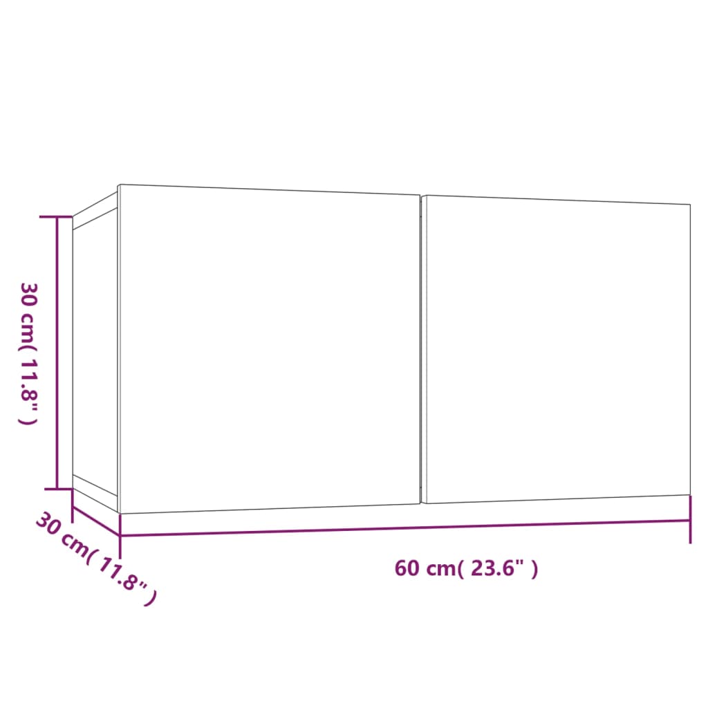 vidaXL Móvel de TV suspenso madeira processada 60x30x30 cm cinza