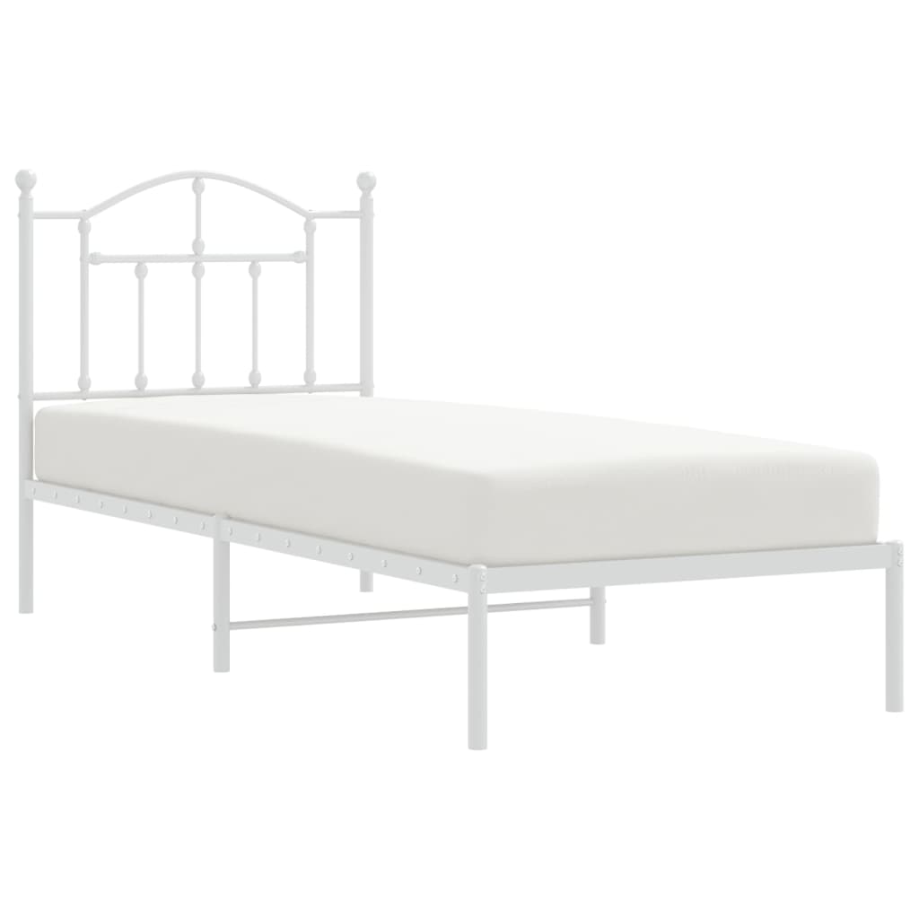 vidaXL Estrutura de cama com cabeceira 90x200 cm metal branco