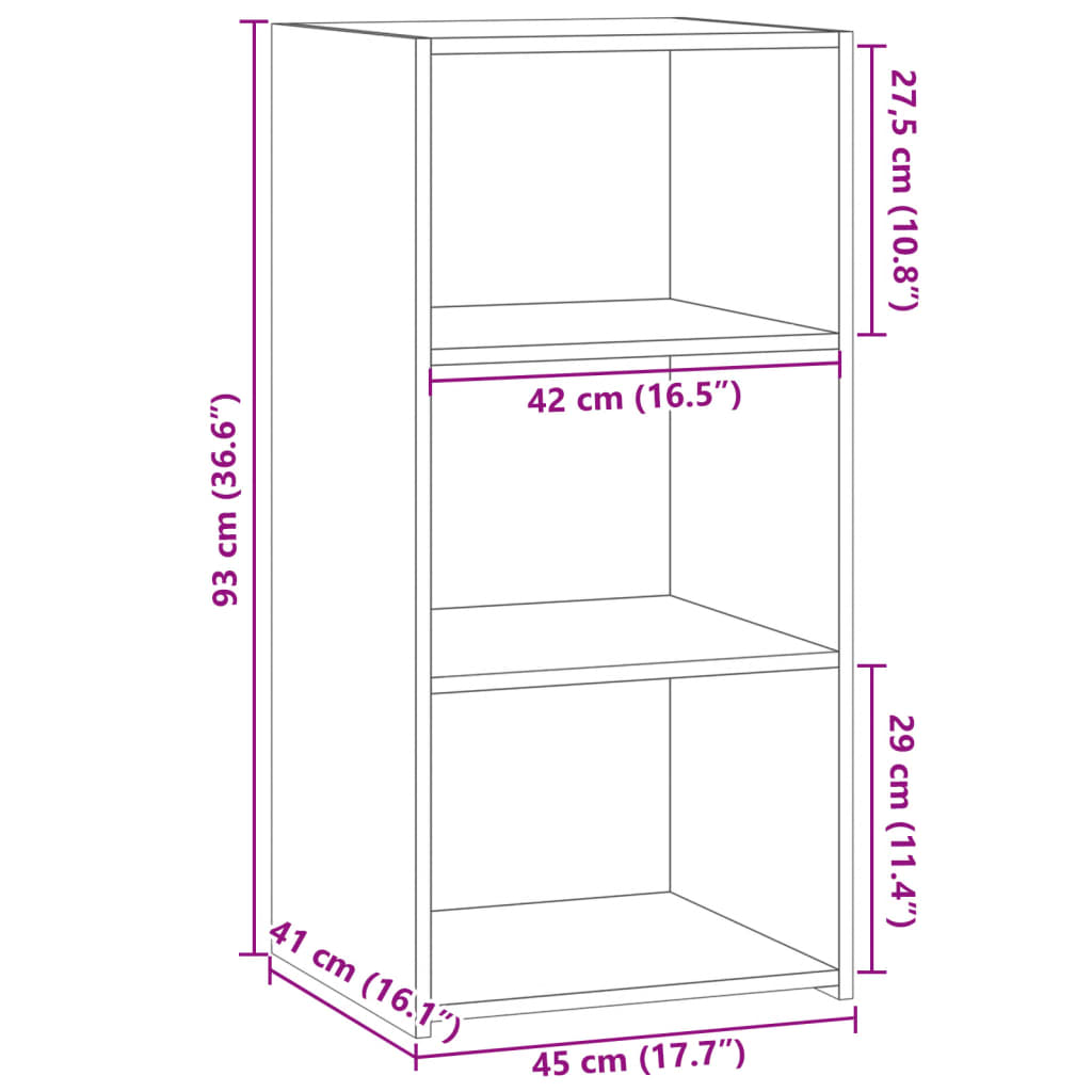 vidaXL Aparador 45x41x93 cm derivados de madeira sonoma cinzento