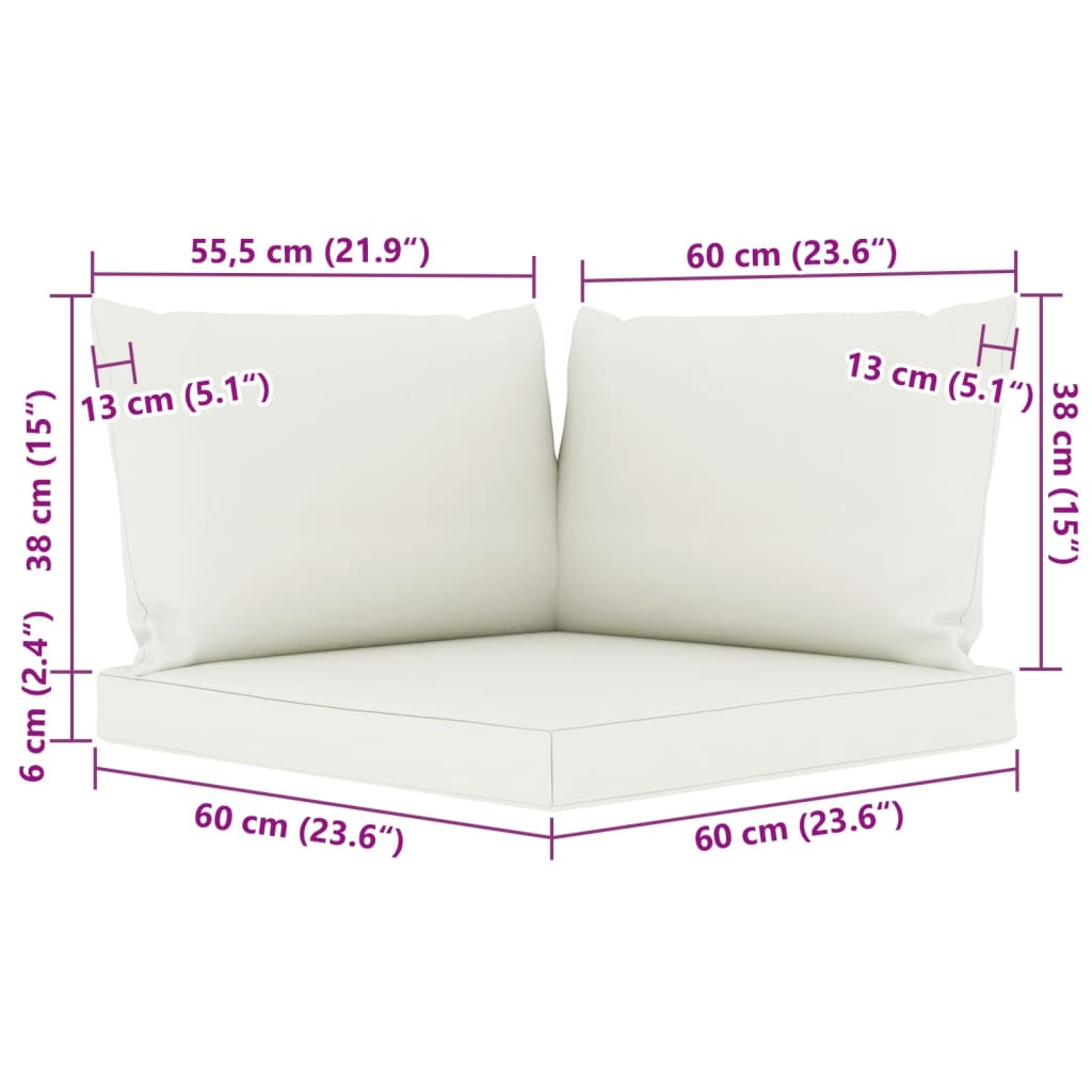 vidaXL 9 pcs conjunto lounge de jardim c/ almofadões creme