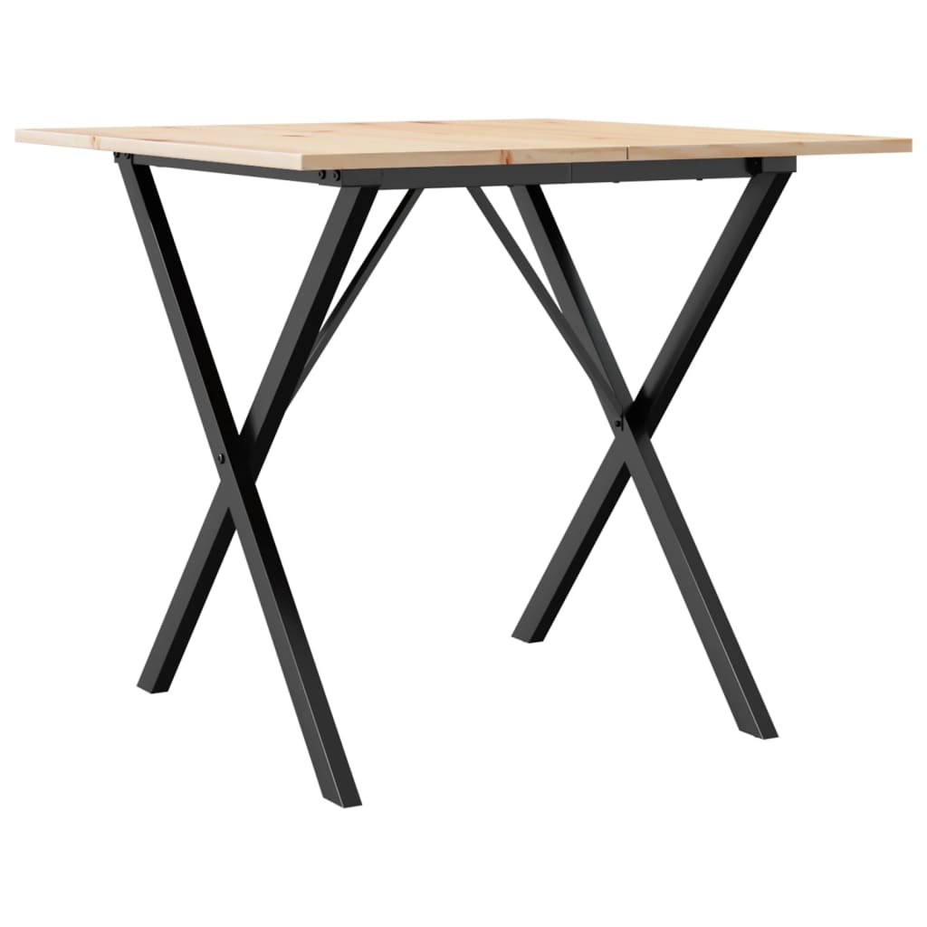 vidaXL Mesa de jantar estrutura em X 80x80x75 cm pinho e ferro fundido