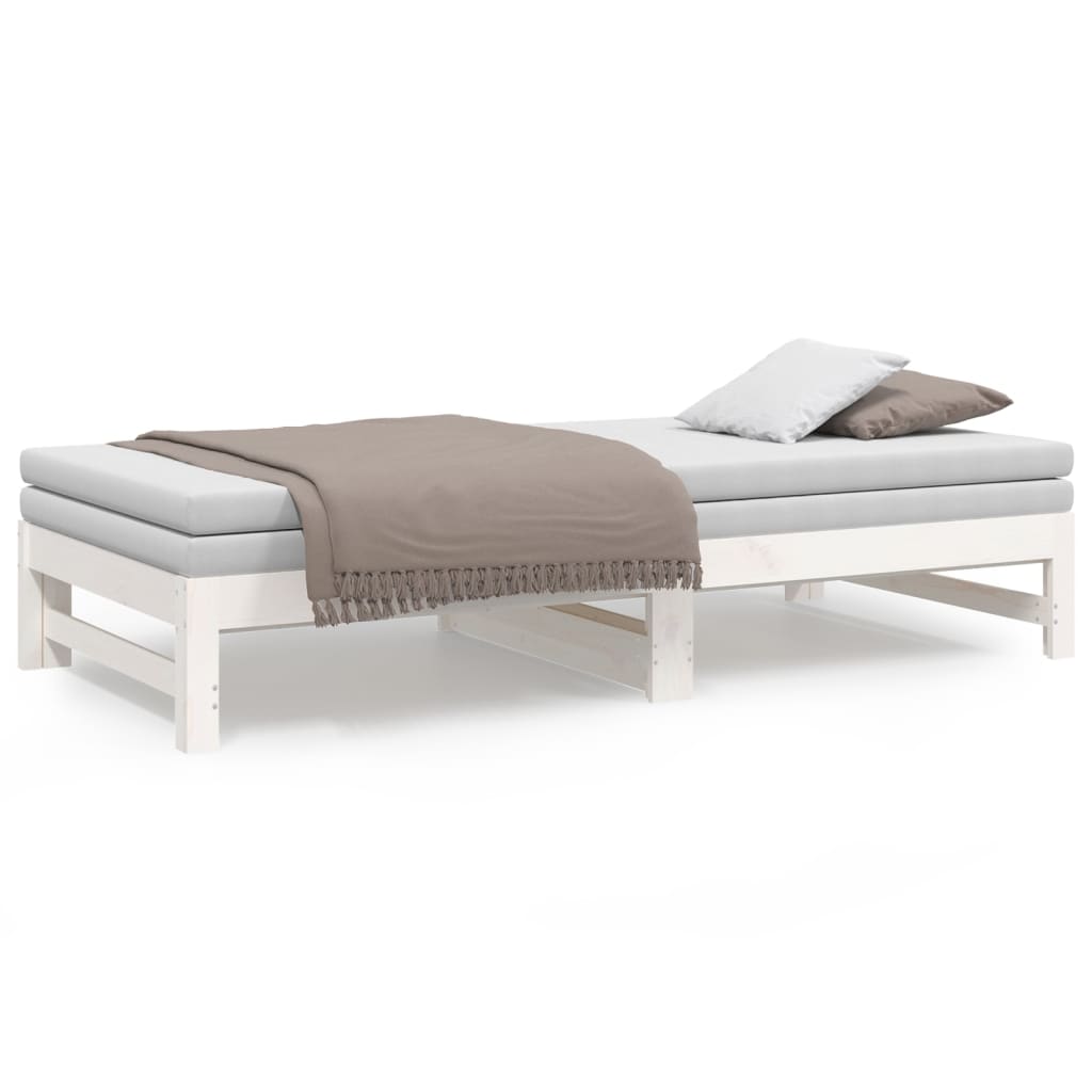 vidaXL Sofá-cama de puxar 2x(75x190) cm madeira de pinho maciça branco