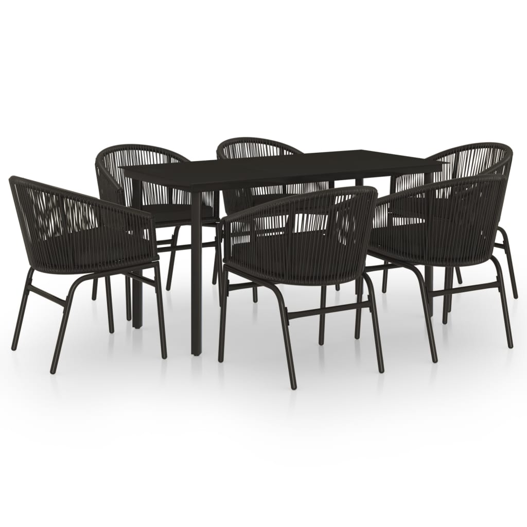 vidaXL 7 pcs conjunto de jantar para jardim preto