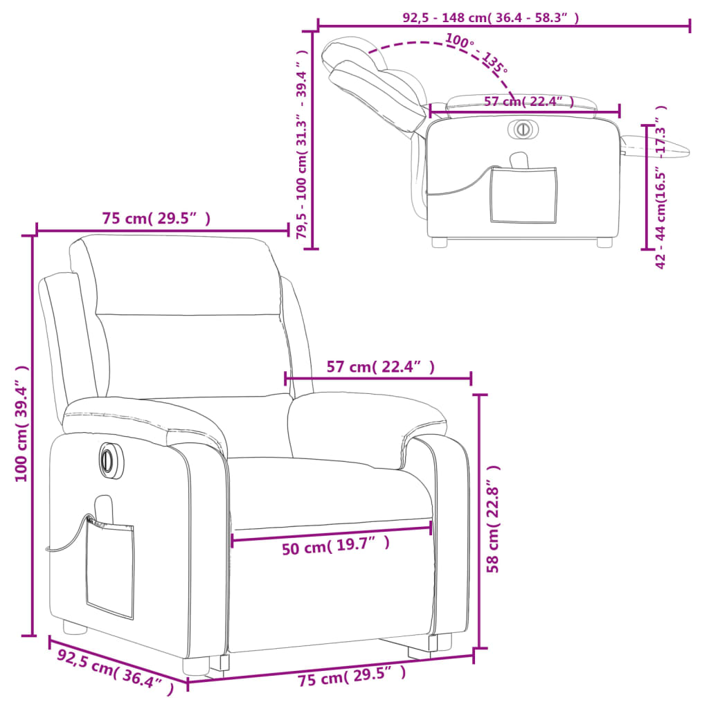 vidaXL Poltrona massagens elevatória elétrica veludo cinzento-escuro