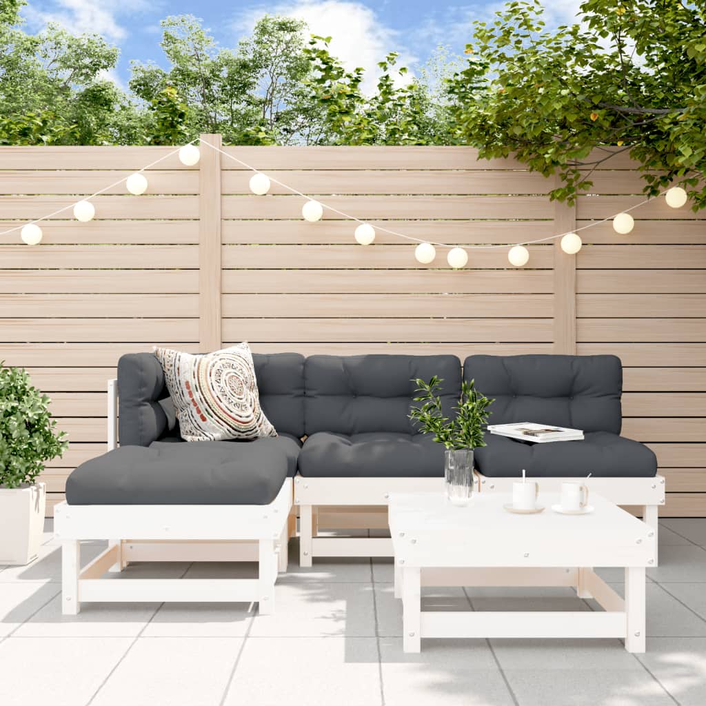 vidaXL 5 pcs conjunto lounge de jardim madeira de pinho maciça branco
