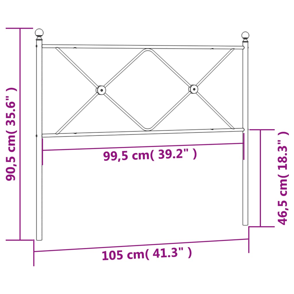 vidaXL Cabeceira de cama 100 cm metal preto