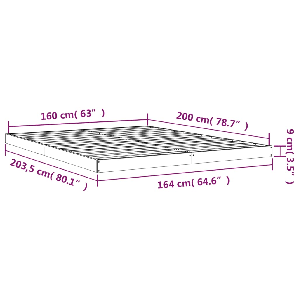 vidaXL Estrutura de cama 160x200 cm madeira de pinho maciça