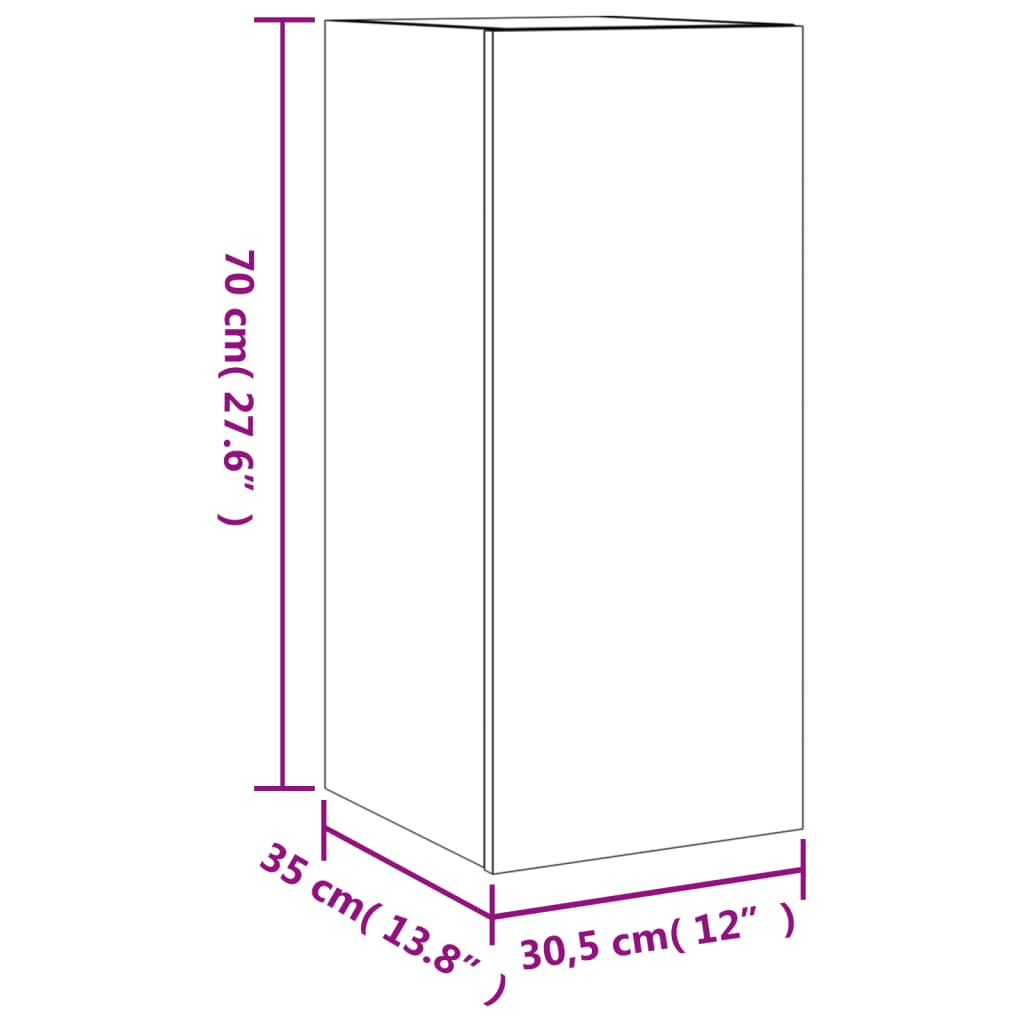 vidaXL Móvel de parede para TV com luzes LED 30,5x35x70 cm preto