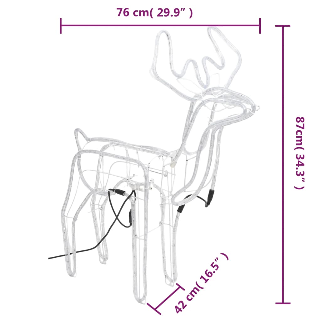 vidaXL Figura rena de Natal c/ cabeça móvel 76x42x87 cm branco frio