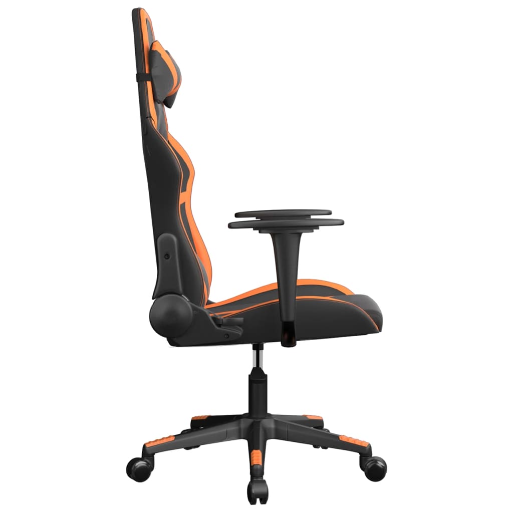 vidaXL Cadeira gaming couro artificial preto e laranja