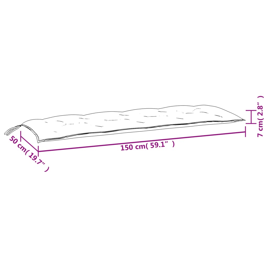 vidaXL Almofadões banco jardim 2 pcs 150x50x7 cm tecido padrão folhas