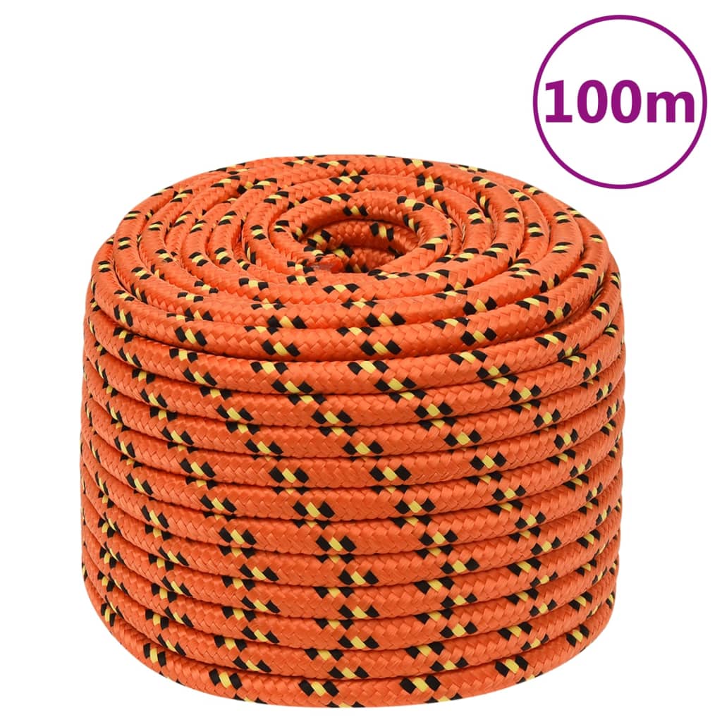 vidaXL Corda de barco 14 mm 100 m polipropileno laranja