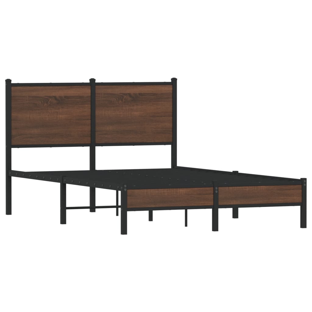 vidaXL Estrutura de cama sem colchão 120x190cm metal carvalho castanho