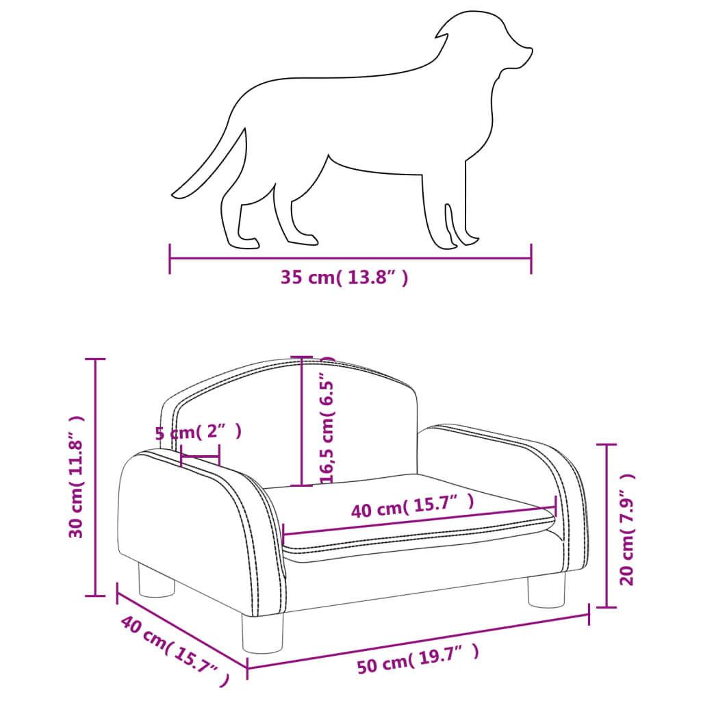 vidaXL Cama para cães 50x40x30 cm tecido cinzento-acastanhado