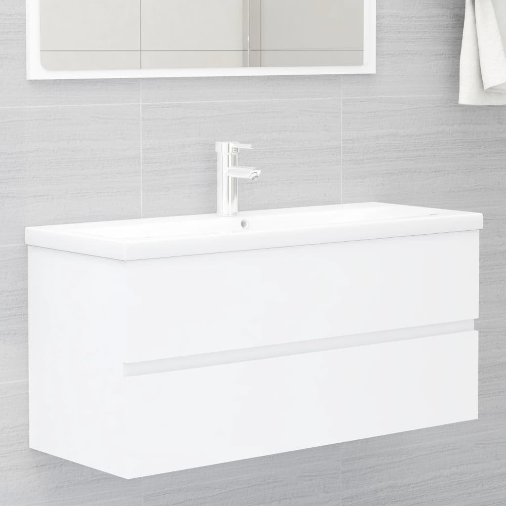 vidaXL Armário de lavatório 100x38,5x45 cm contraplacado branco