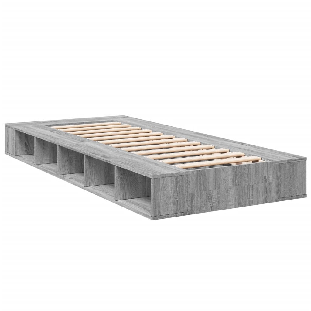 vidaXL Estrutura cama 100x200 cm derivados de madeira cinzento sonoma