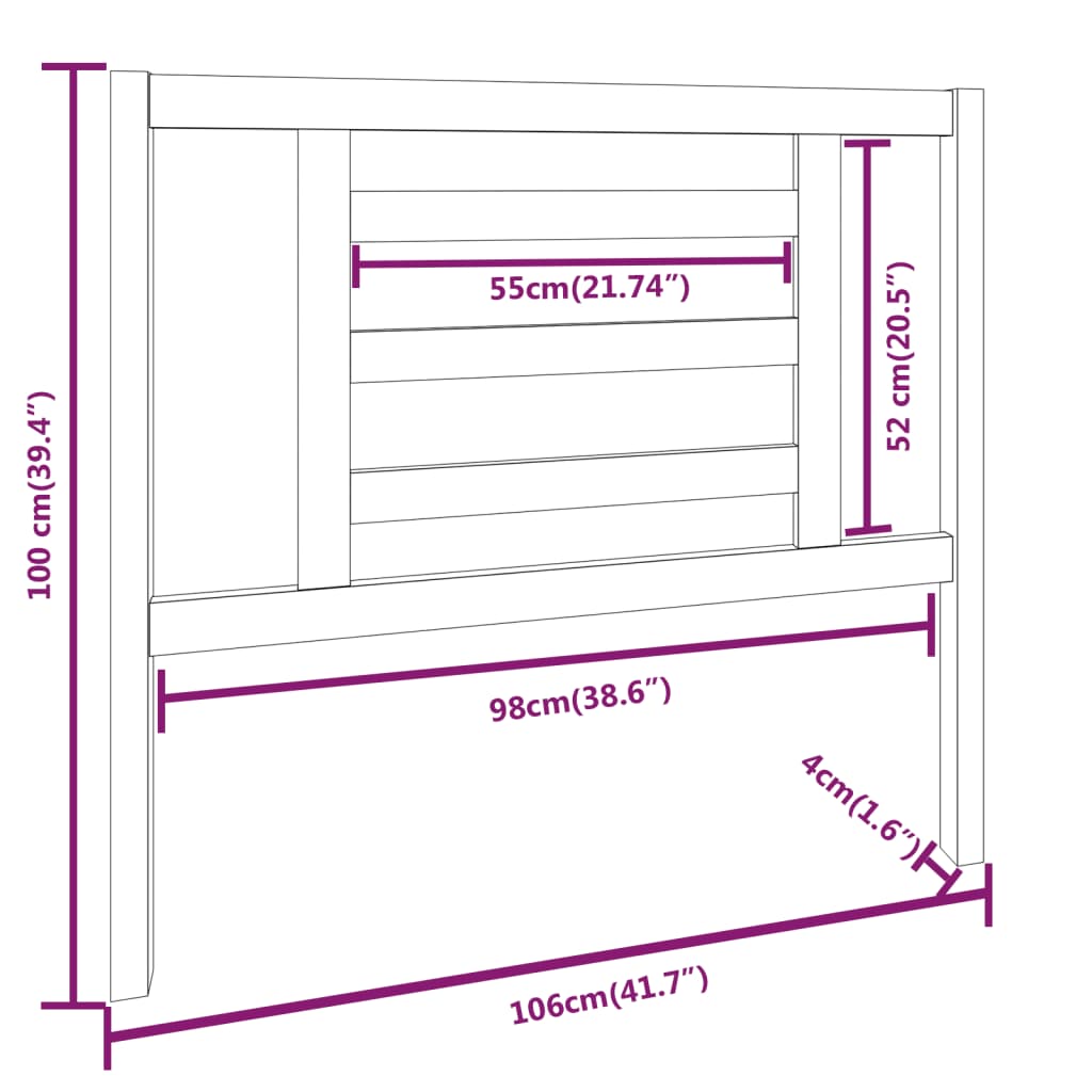 vidaXL Cabeceira de cama 106x4x100 cm pinho maciço