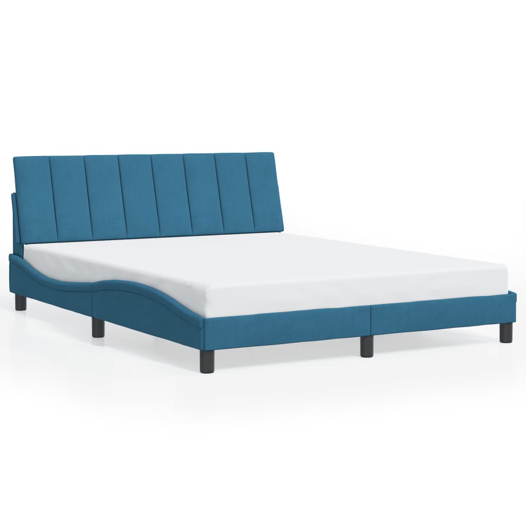 vidaXL Estrutura de cama c/ luzes LED 160x200 cm veludo azul