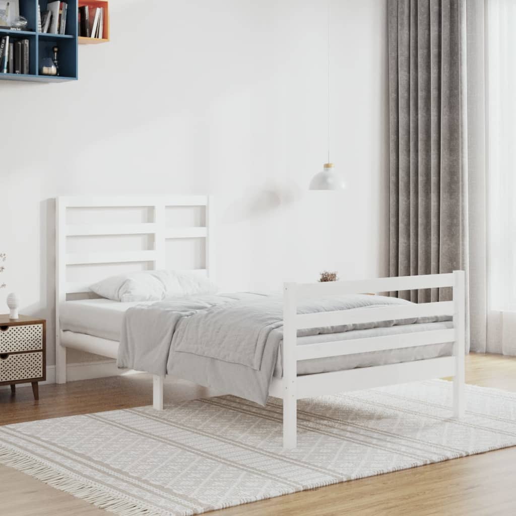 vidaXL Estrutura de cama 100x200 cm madeira maciça branco