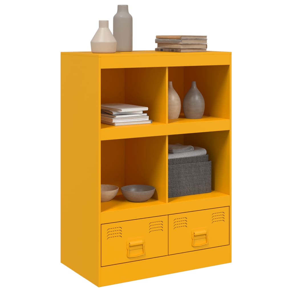 vidaXL Aparador alto 67x39x95 cm aço amarelo mostarda