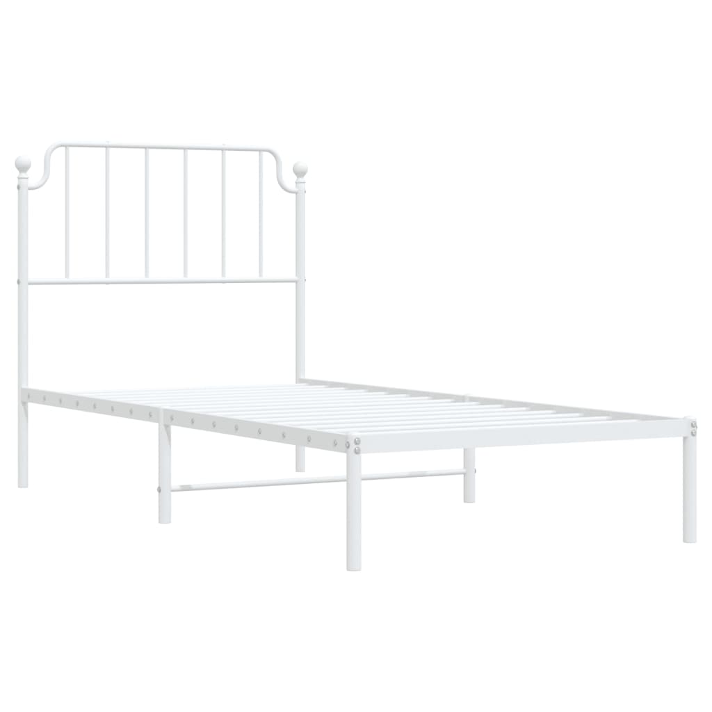 vidaXL Estrutura de cama com cabeceira 90x200 cm metal branco