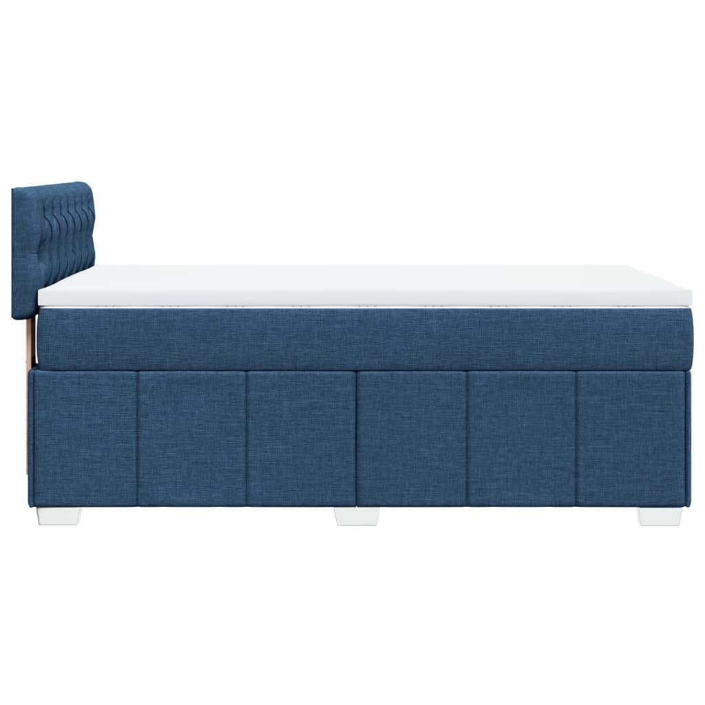 vidaXL Cama com molas/colchão 90x190 cm tecido azul