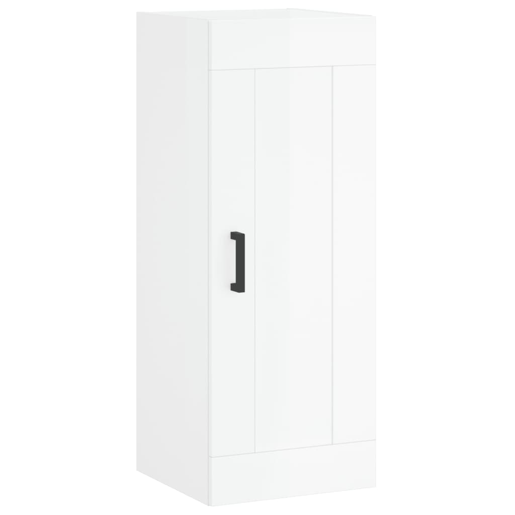 vidaXL Armário alto 34,5x34x180 cm madeira processada branco brilhante