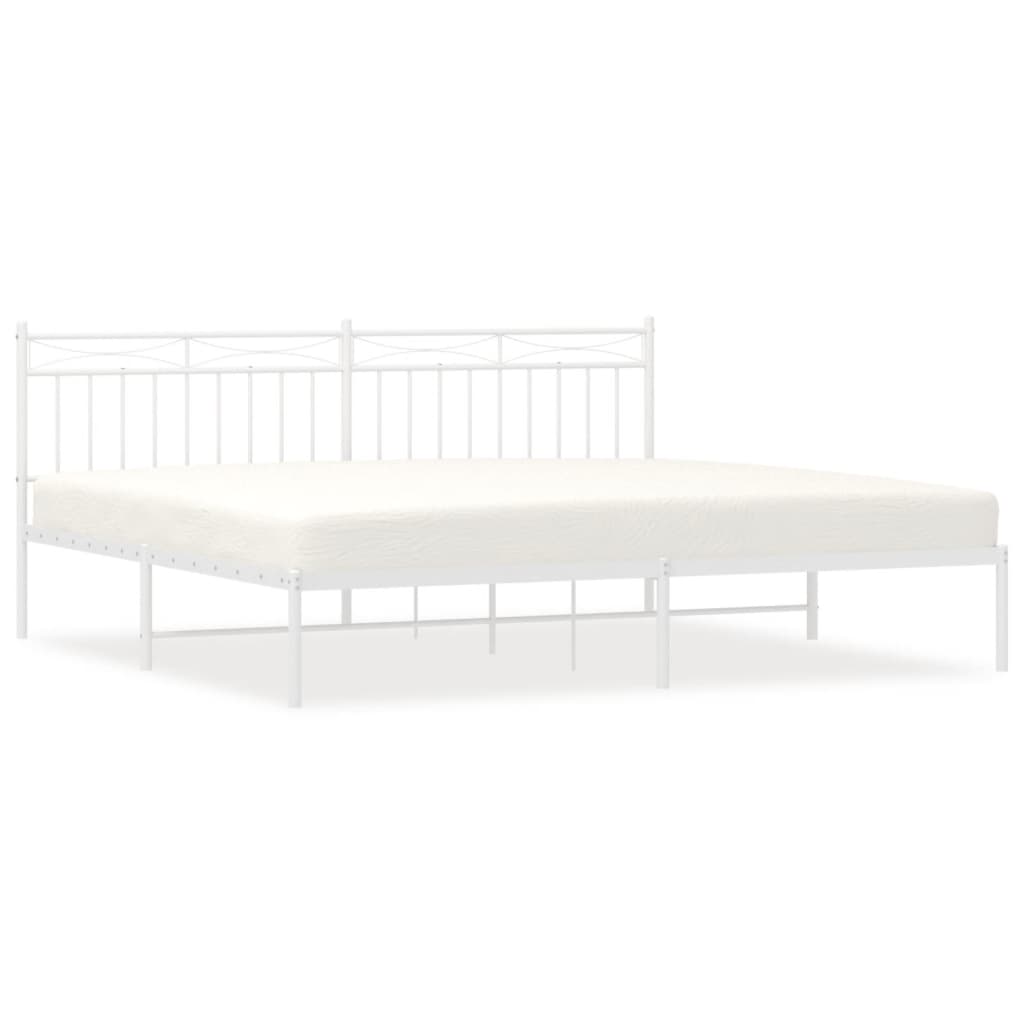 vidaXL Estrutura de cama com cabeceira 193x203 cm metal branco