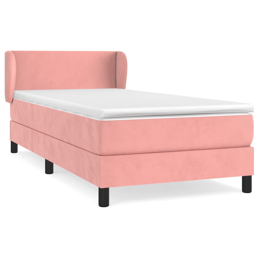 vidaXL Cama com molas/colchão 90x190 cm veludo rosa