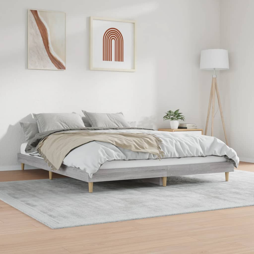 vidaXL Estrutura de cama 160x200 cm derivados de madeira cinza sonoma