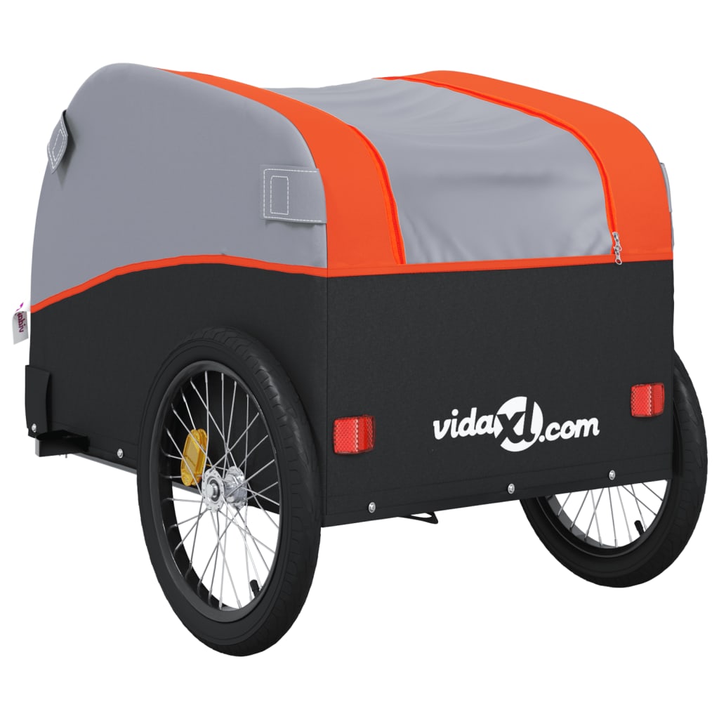 vidaXL Reboque para bicicleta 45 kg ferro preto e laranja