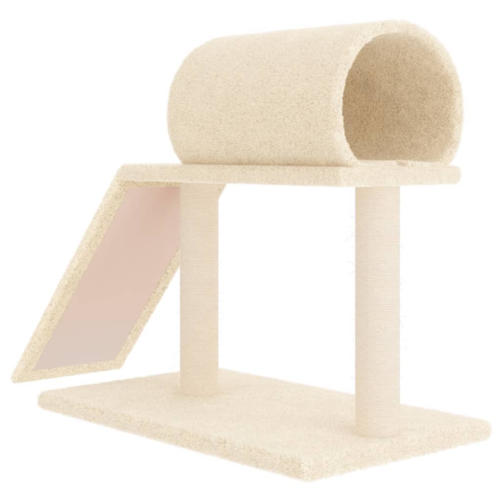 vidaXL Postes arranhadores p/ gatos c/ túnel e escada 55,5 cm creme