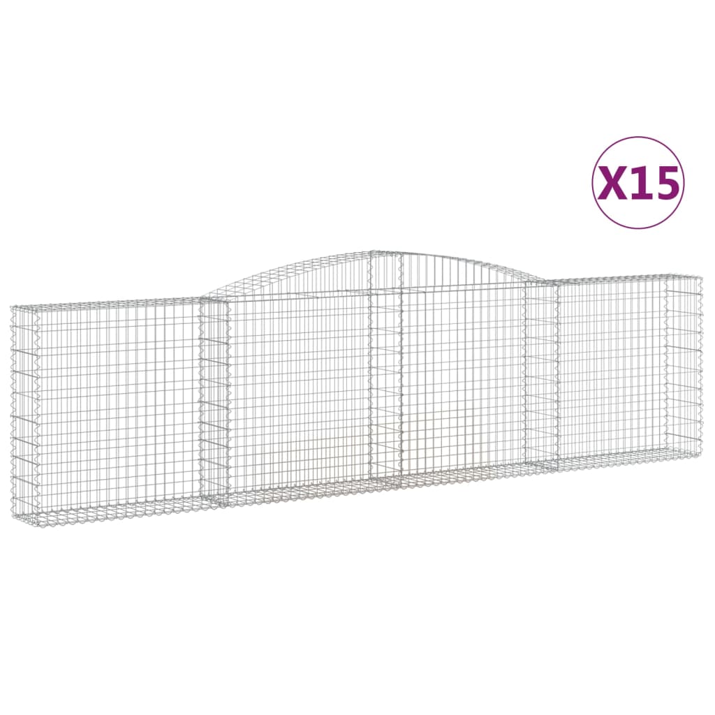 vidaXL Cestos gabião arqueados 15 pcs 400x30x100/120 ferro galvanizado