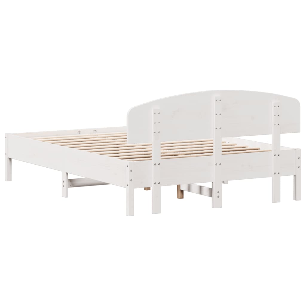 vidaXL Cama sem colchão 135x190 cm madeira de pinho maciça branco