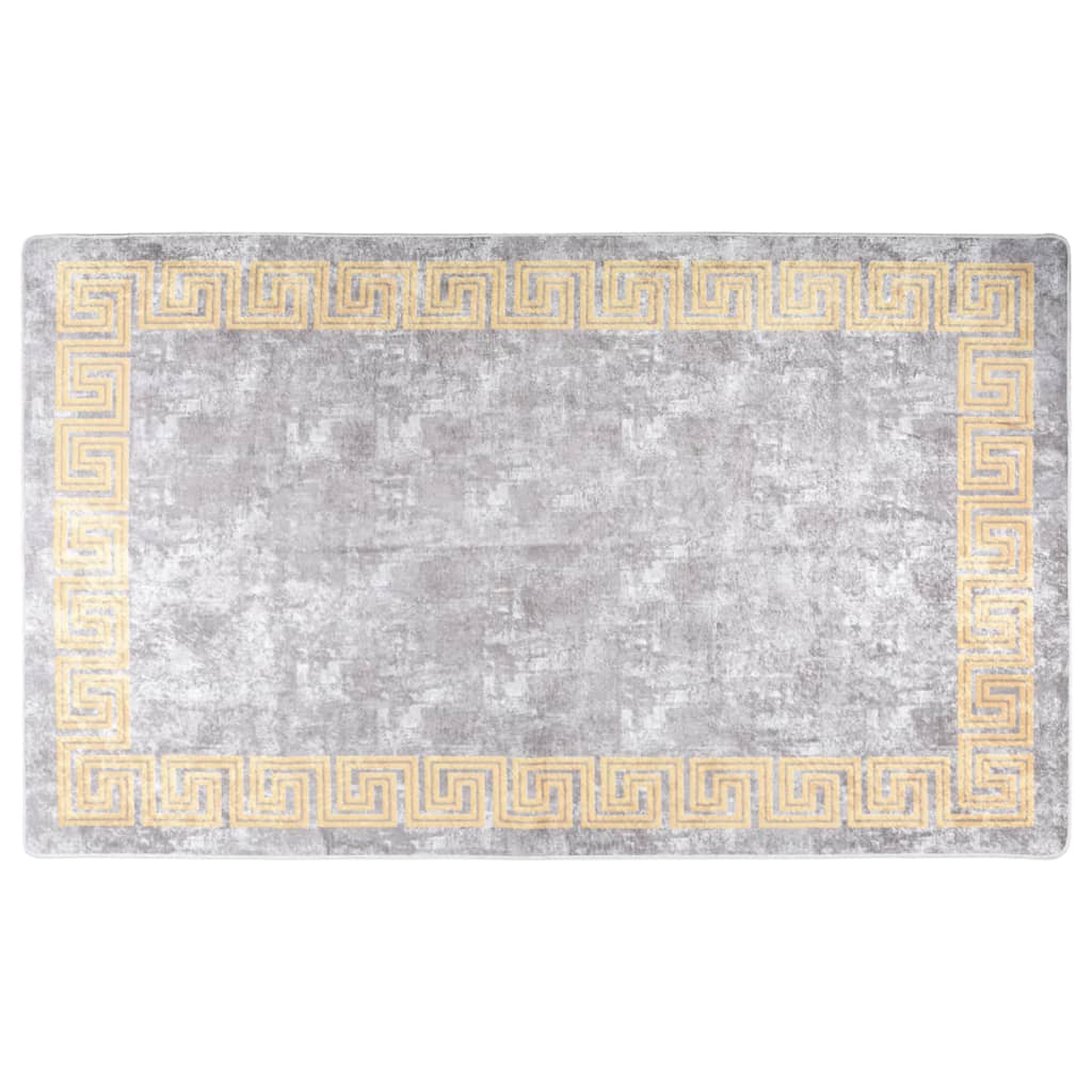 vidaXL Tapete lavável antiderrapante 150x230 cm cinzento e dourado