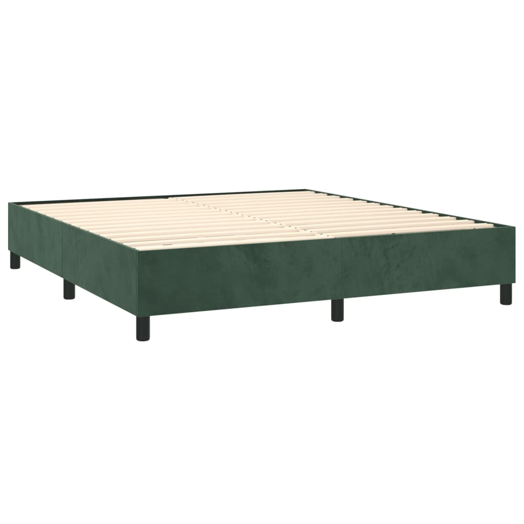 vidaXL Cama box spring c/ colchão/LED 160x200 cm veludo verde-escuro