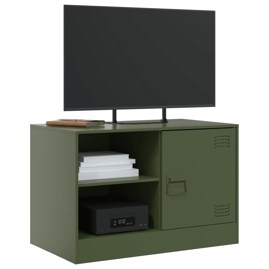 vidaXL Móvel de TV 67x39x44 aço verde azeitona