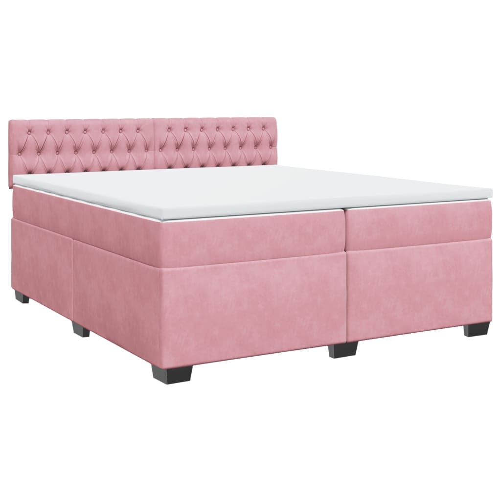 vidaXL Cama com molas/colchão 200x200 cm veludo rosa