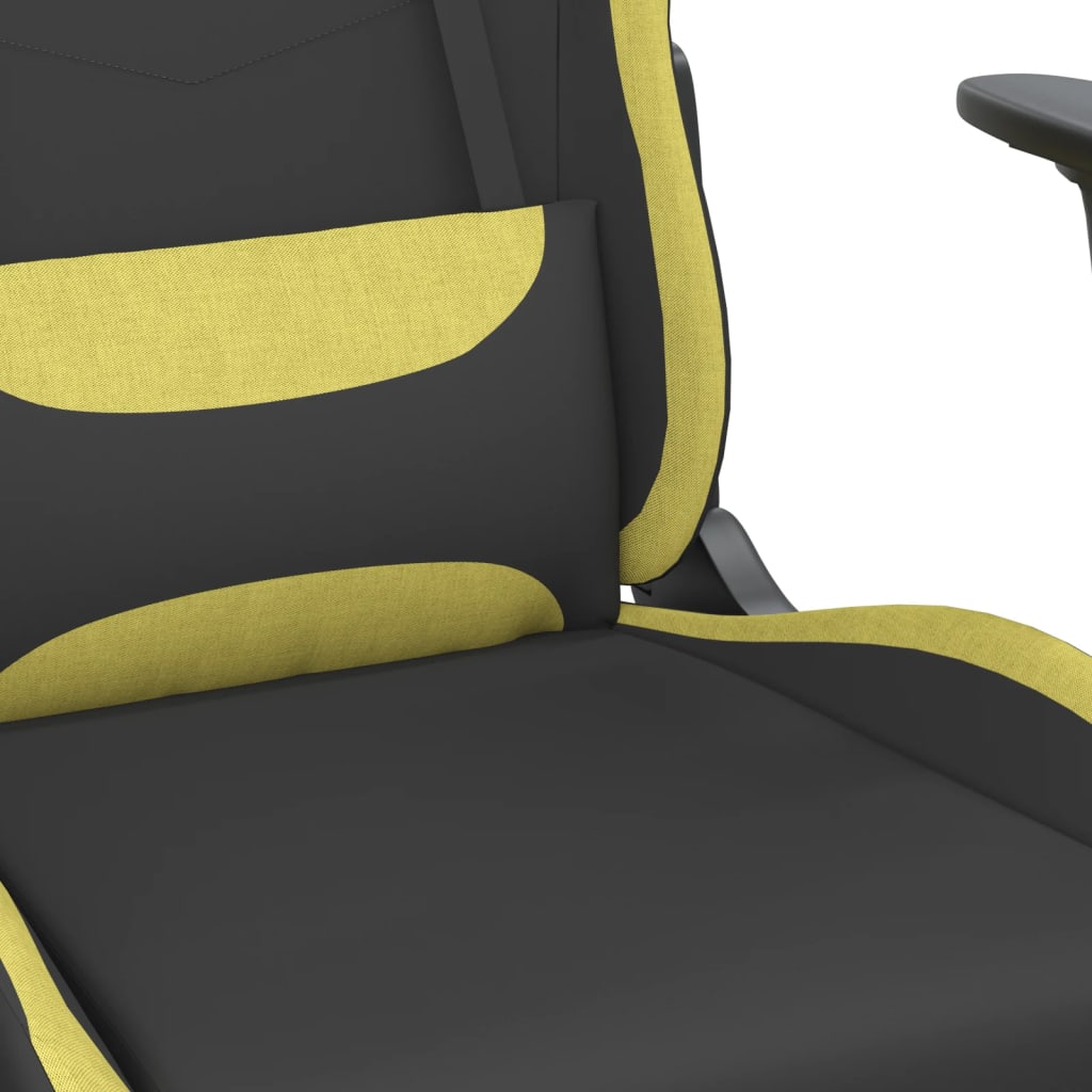 vidaXL Cadeira gaming de massagens tecido preto e verde-claro