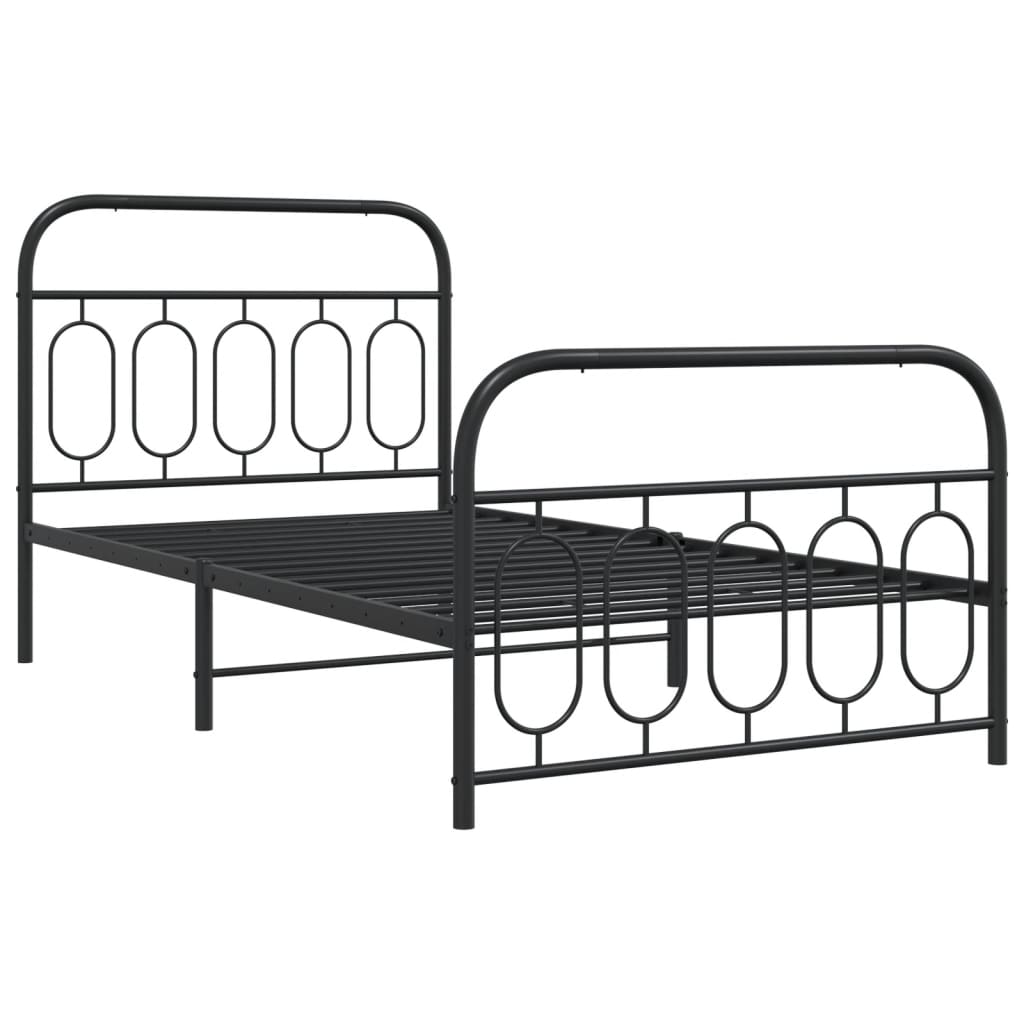 vidaXL Estrutura de cama com cabeceira e pés 100x200 cm metal preto