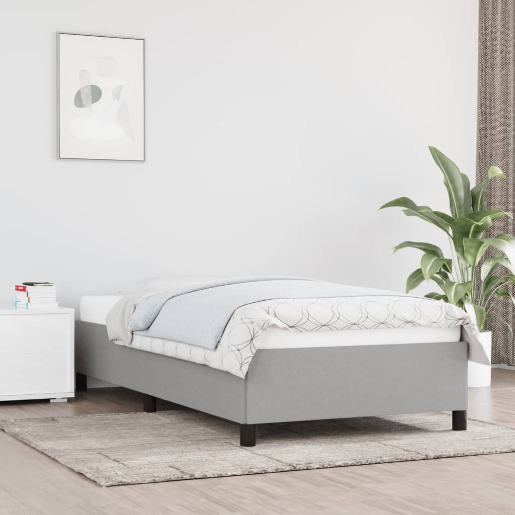 vidaXL Estrutura de cama 100x200 cm tecido cinza-claro