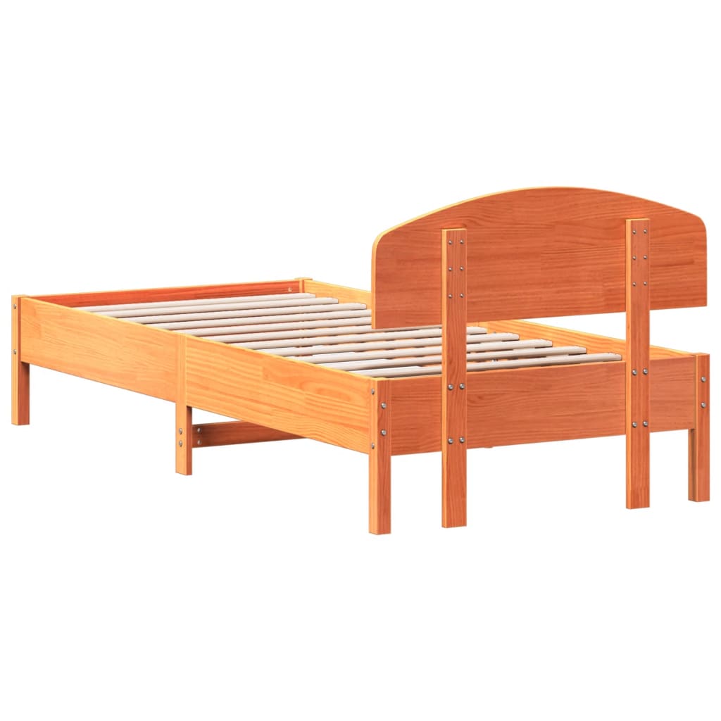 vidaXL Cama sem colchão 100x200 cm pinho maciço castanho-mel