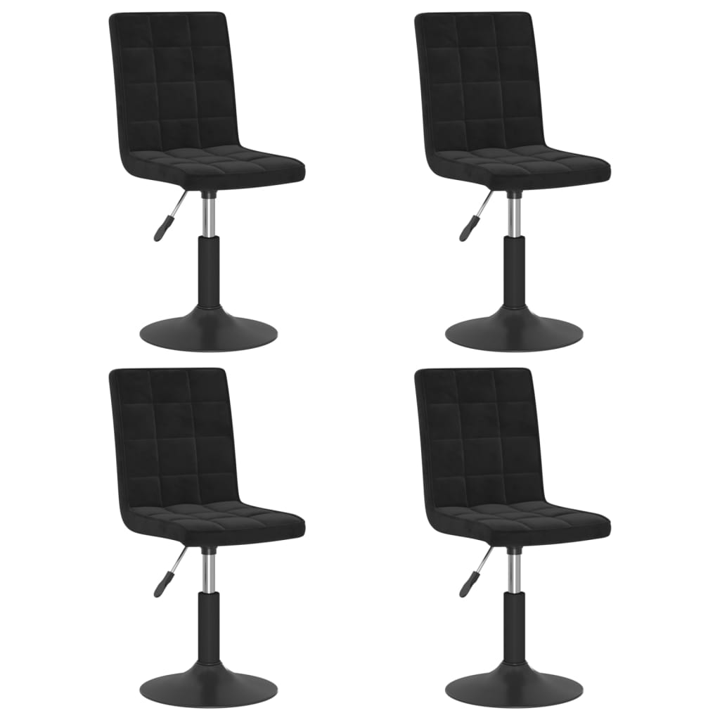 vidaXL Cadeiras de jantar giratórias 4 pcs veludo preto