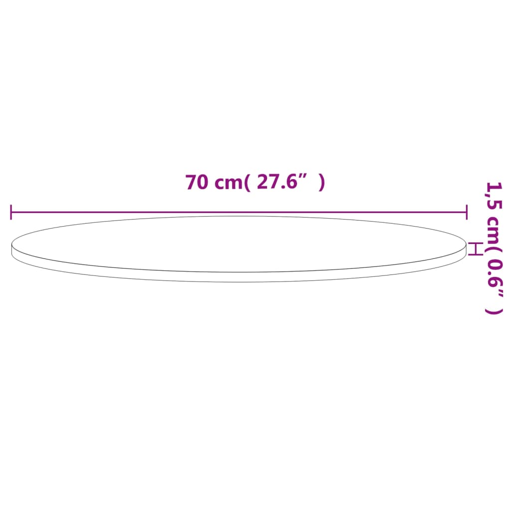 vidaXL Tampo de mesa redondo Ø70x1,5 cm madeira de faia maciça