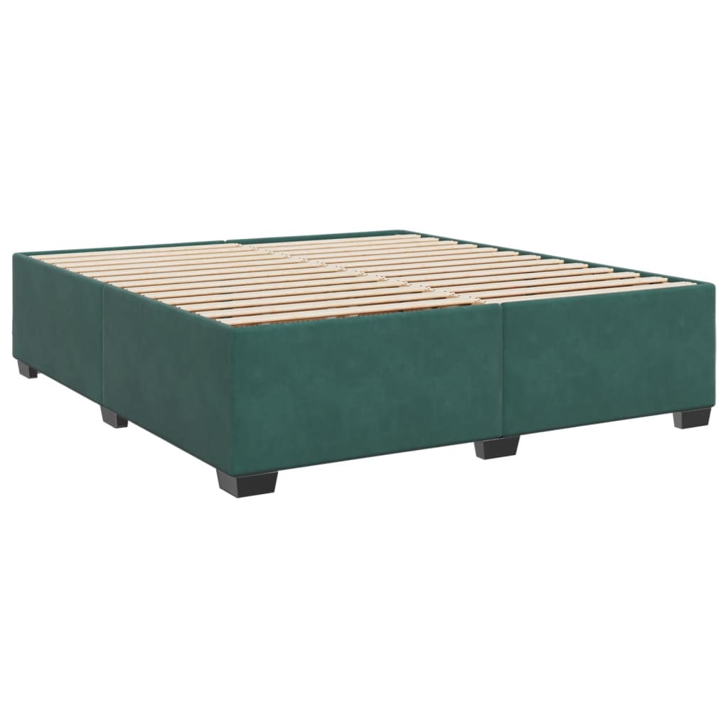 vidaXL Cama com molas/colchão 200x200 cm veludo verde-escuro