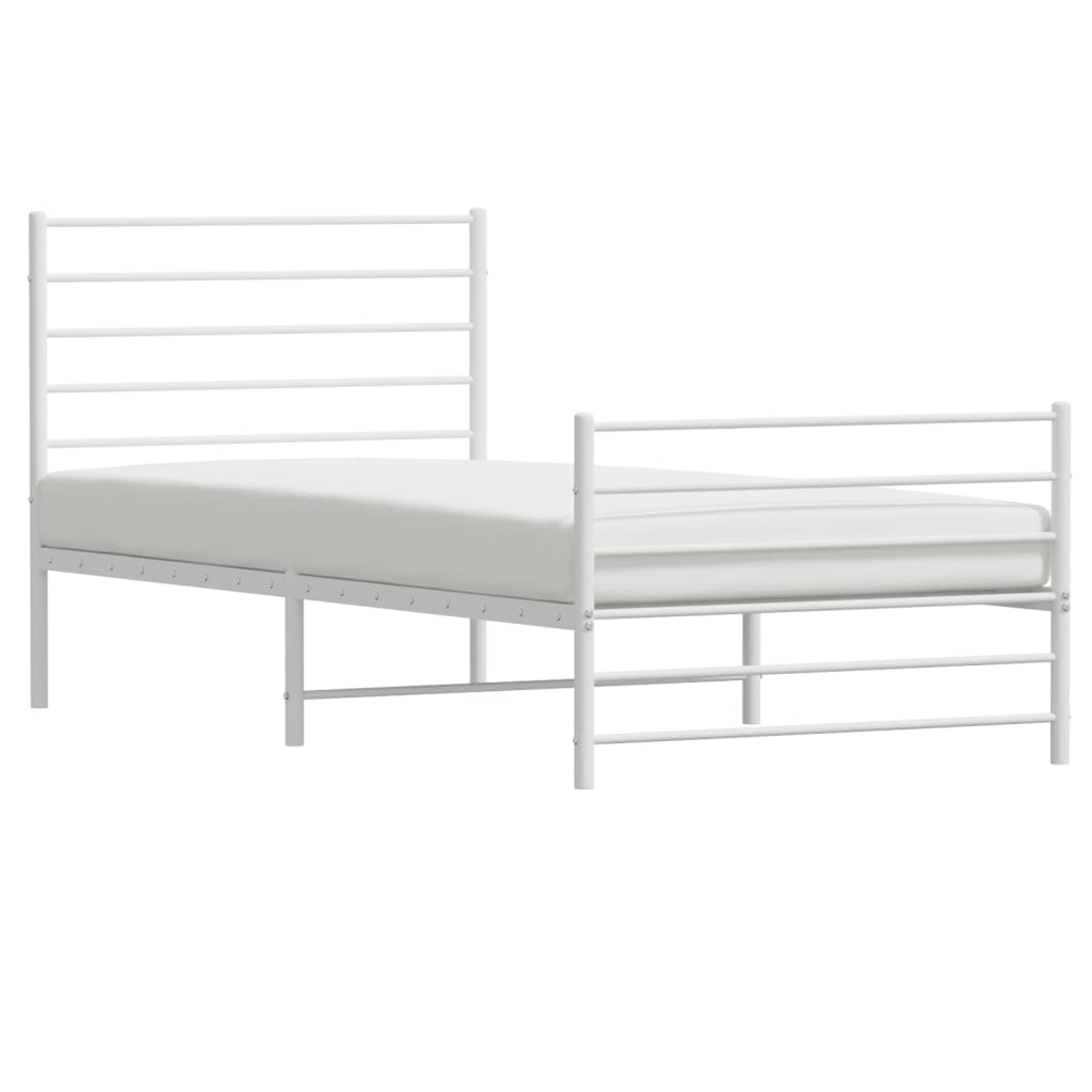 vidaXL Estrutura de cama com cabeceira e pés 90x190 cm metal branco