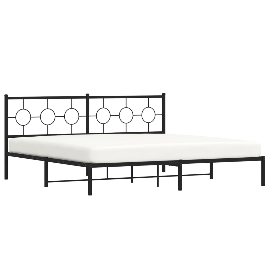 vidaXL Estrutura de cama com cabeceira 193x203 cm metal preto