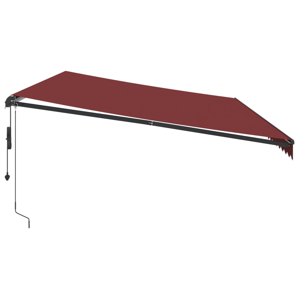 vidaXL Toldo retrátil automático com luzes LED 600x350 cm bordô