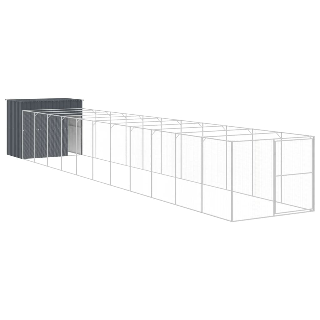 vidaXL Casota p/ cães c/ parque 214x1273x181cm aço galvaniz. antracite